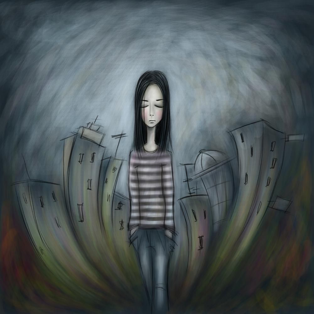 Одинокие женщины в мрачном городе