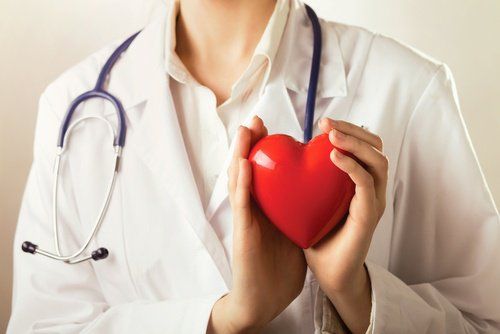 врач, держащий резиновое сердце
