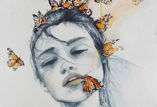 Женщина и бабочки
