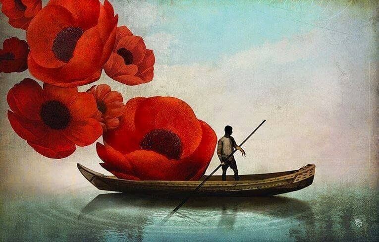 Лодка с цветами