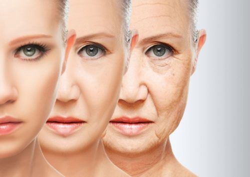Процесс старения на лице женщины