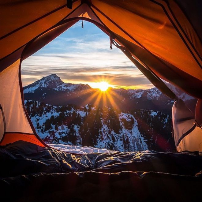 утром вид из палатки 1