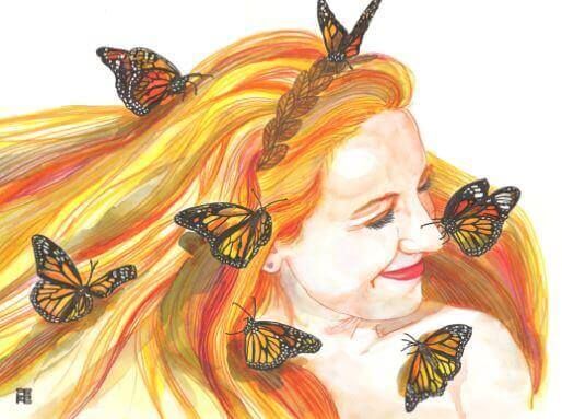 Женщина и бабочки