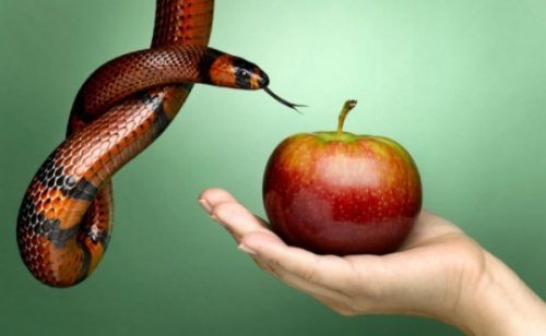 Отрицательные эмоции, символизируемые змеей и яблоком