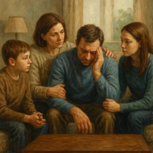 родственники помогают человеку с зависимостью